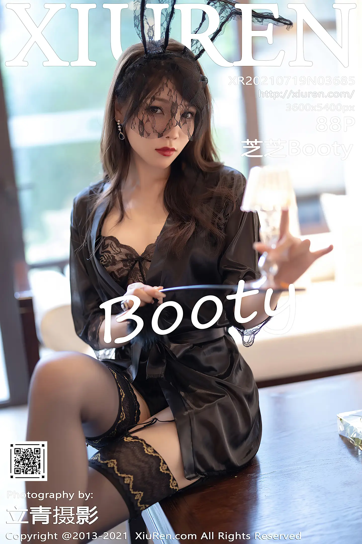 [XiuRen秀人网]VOL.3685 女神芝芝Booty黑色情趣内衣配蕾丝吊袜秀惹火身材诱惑写真88P-秀人网官方网站